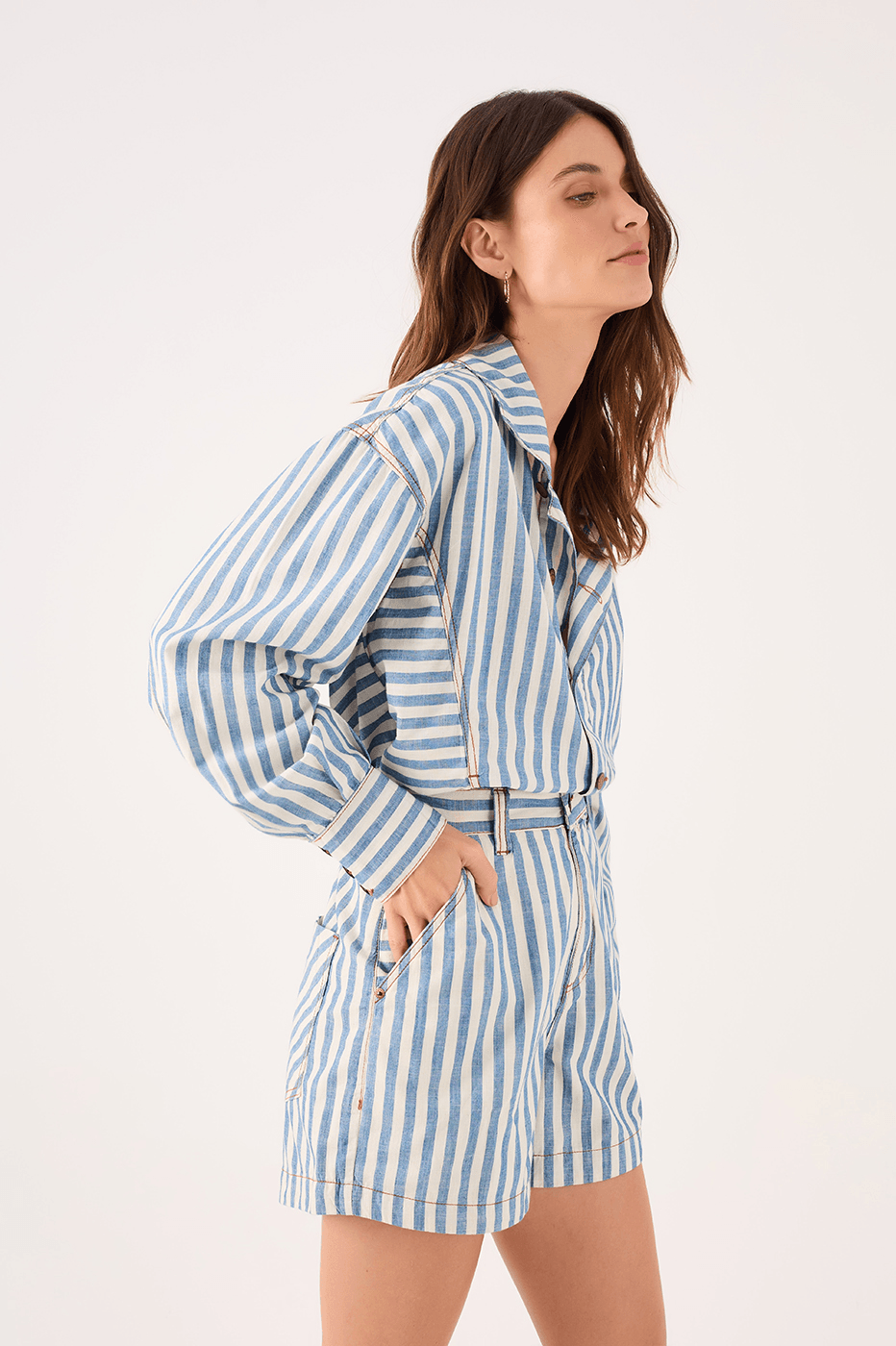 Denim Stripe Twill Shorts