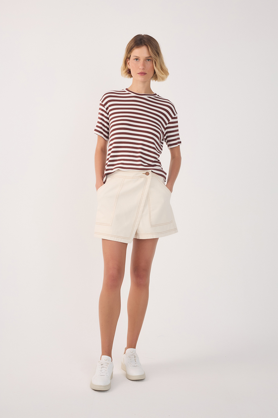 Off-White Buttoned Twill Skorts