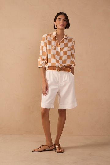 Off-White Pockets Linen Bermuda Shorts