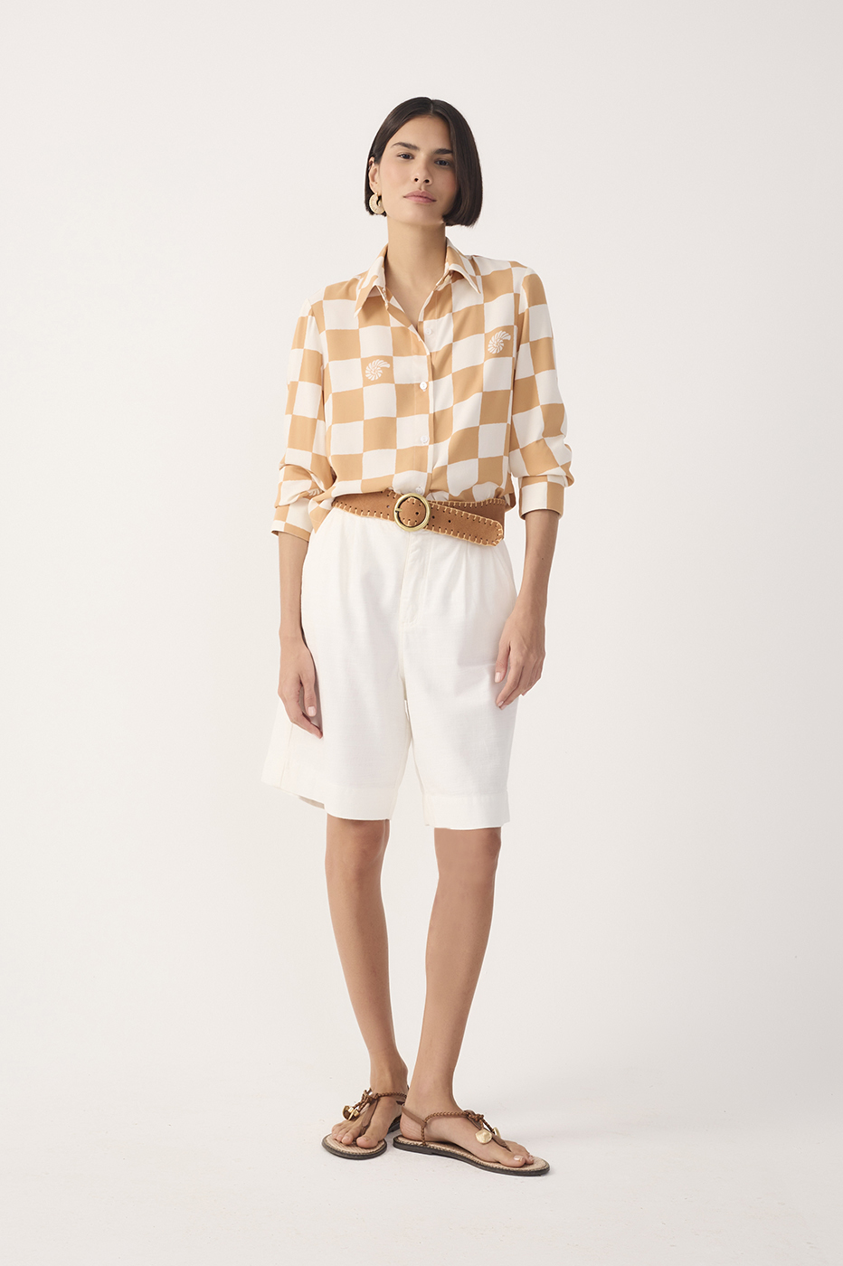 Off-White Pockets Linen Bermuda Shorts