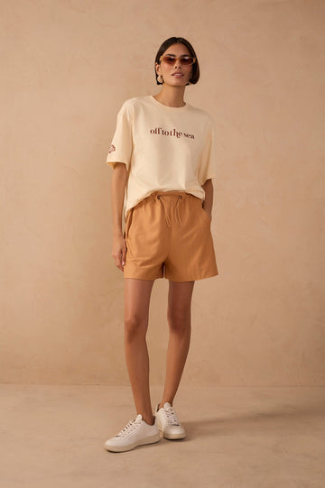 Brown Risca de Giz Drawstring Shorts