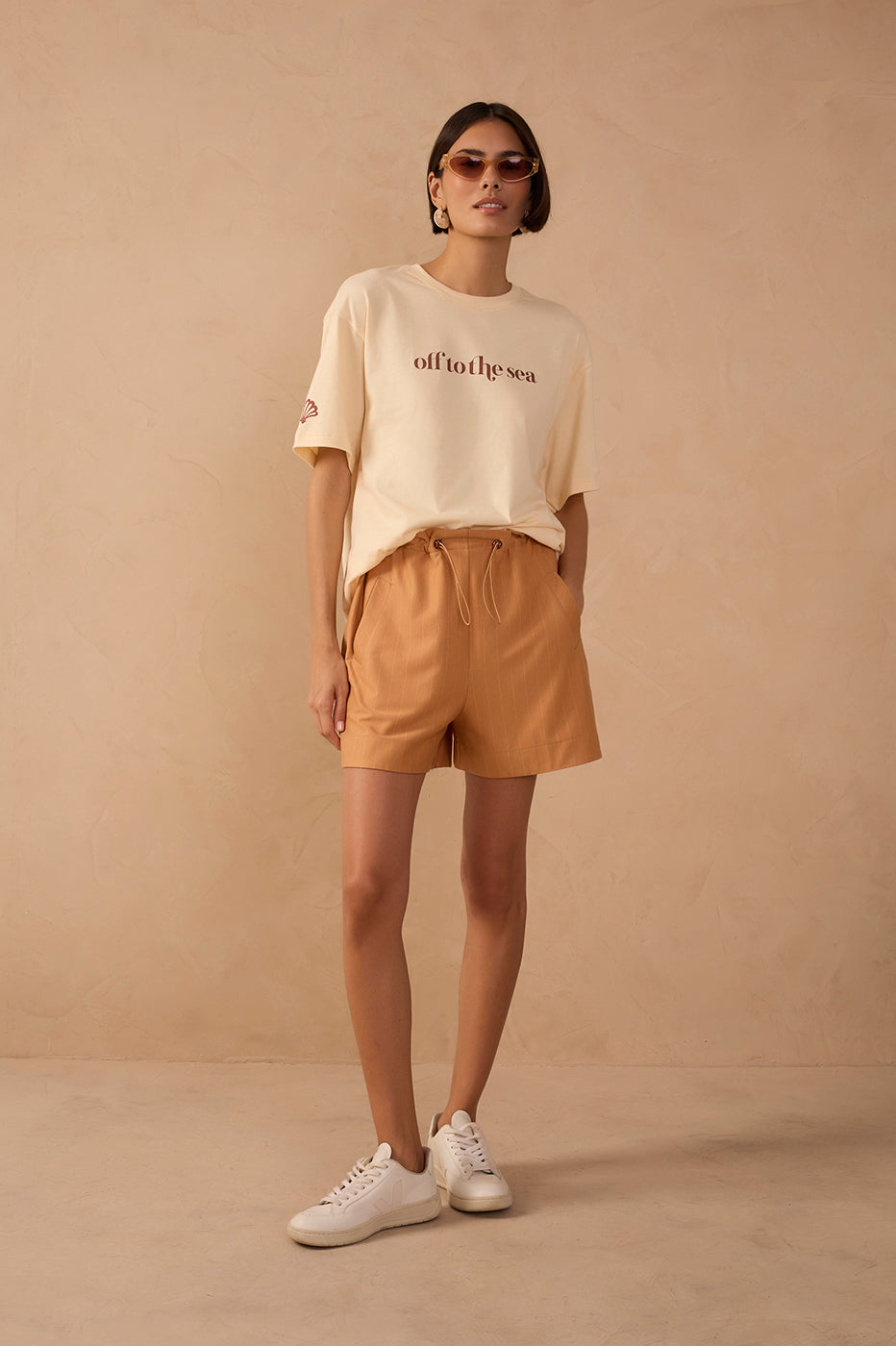 Brown Risca de Giz Drawstring Shorts