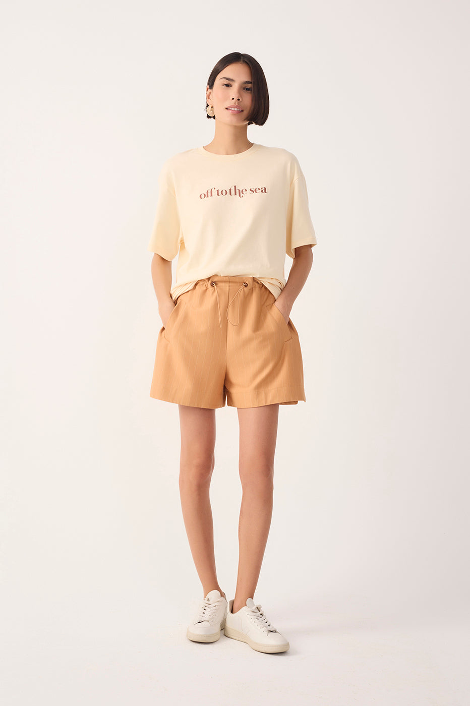 Brown Risca de Giz Drawstring Shorts