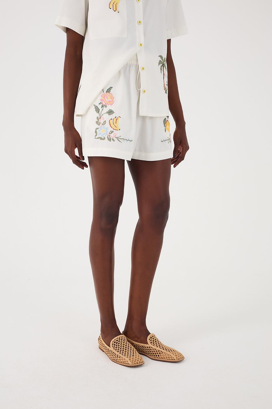 Embroidered Cotton Shorts