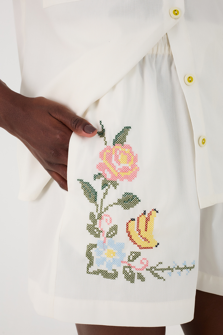 Embroidered Cotton Shorts