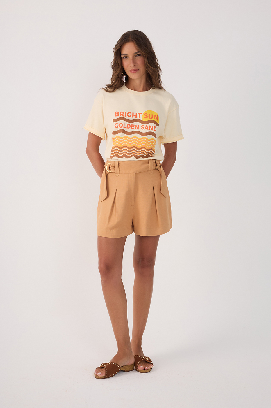 Tailored Shorts with Buckle Waistband