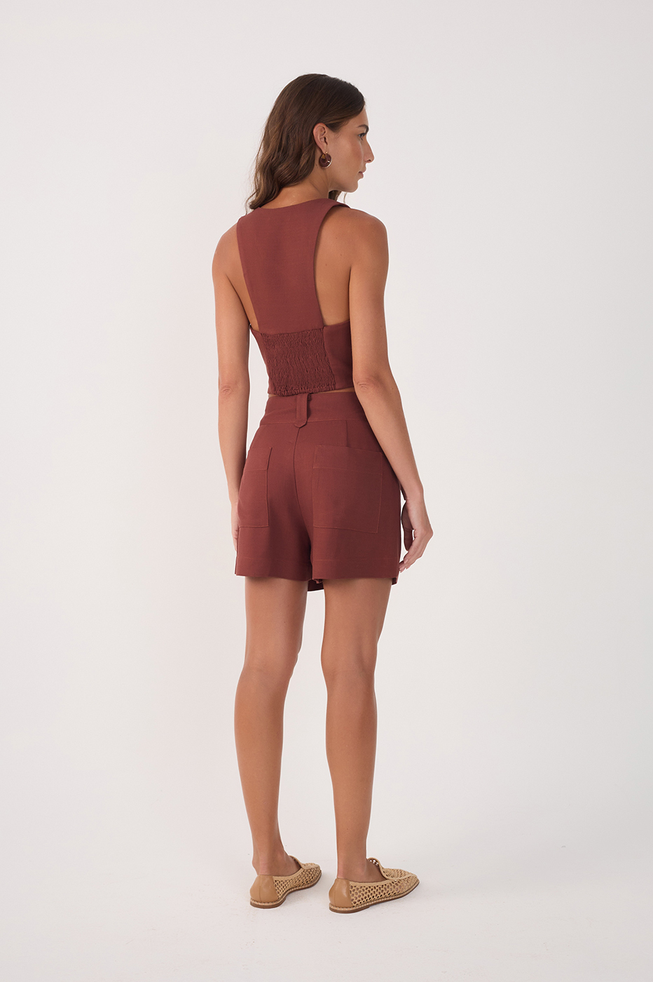 Tailored Shorts with Buckle Waistband