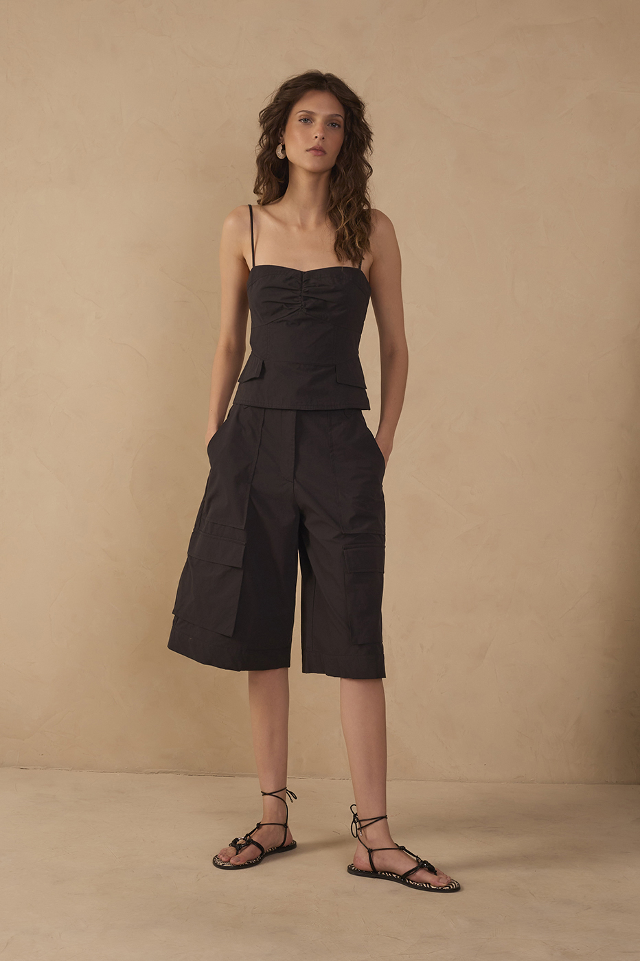 Black Pockets Utility Bermuda Shorts
