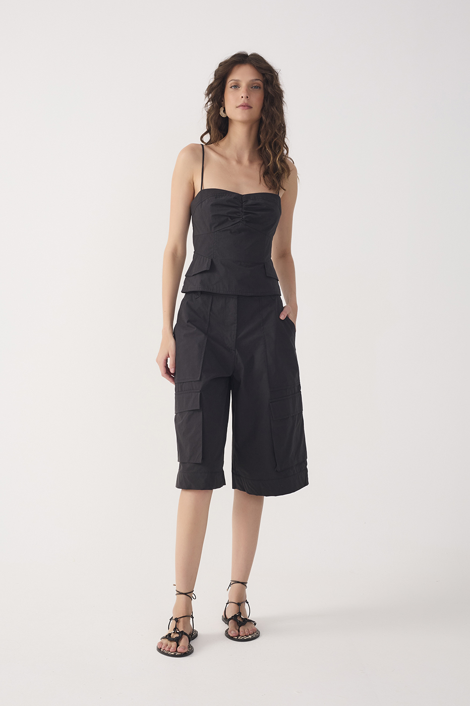 Black Pockets Utility Bermuda Shorts