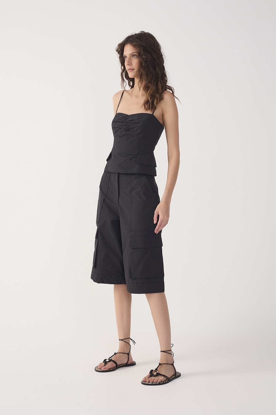 Black Pockets Utility Bermuda Shorts