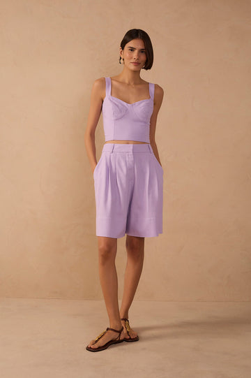 Pleated Linen Shorts