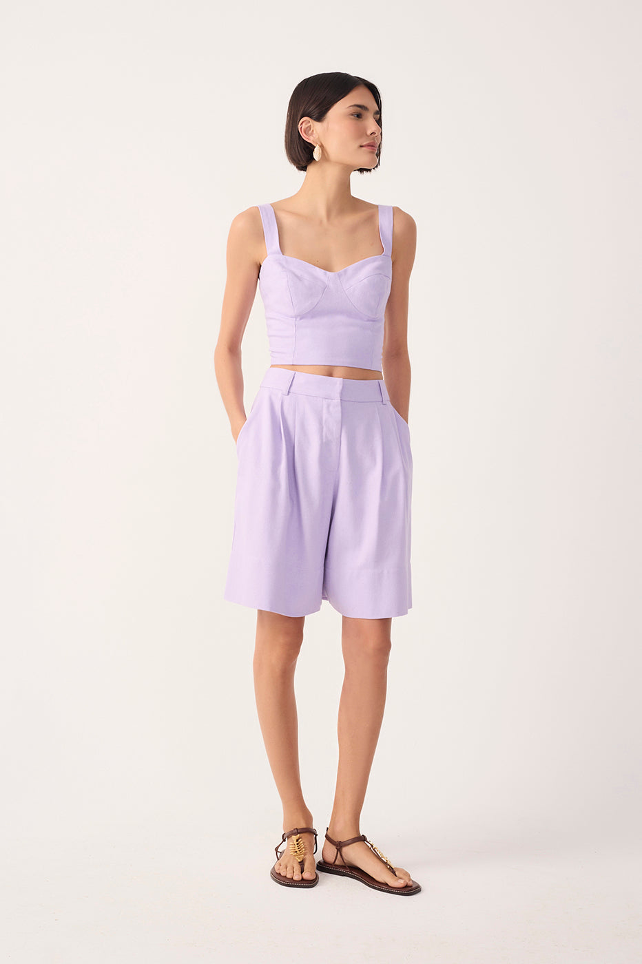 Pleated Linen Shorts