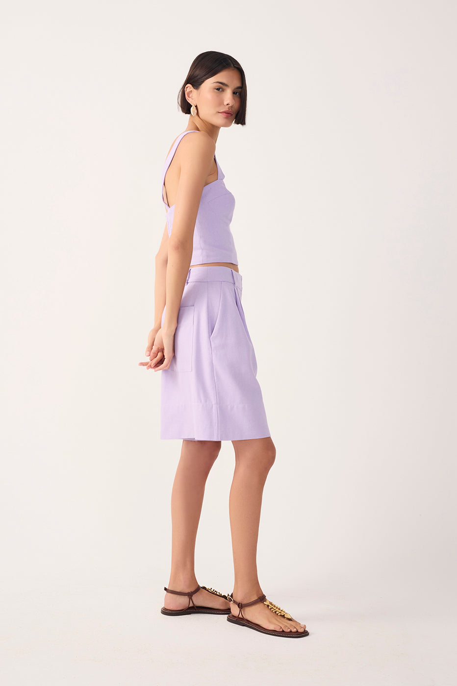 Pleated Linen Shorts