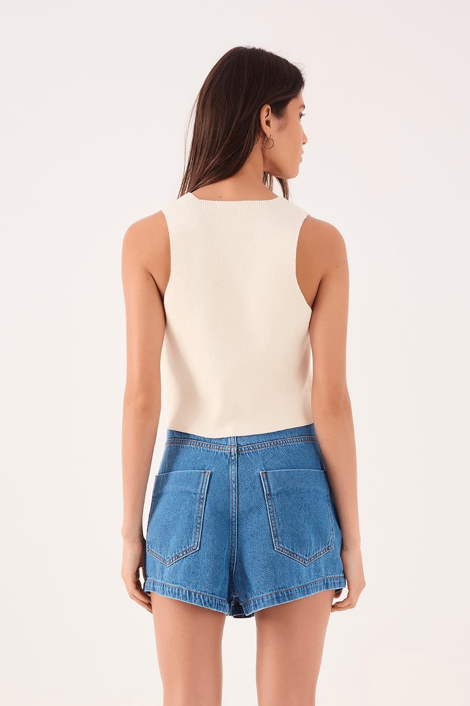 Double-Waist Denim Skort