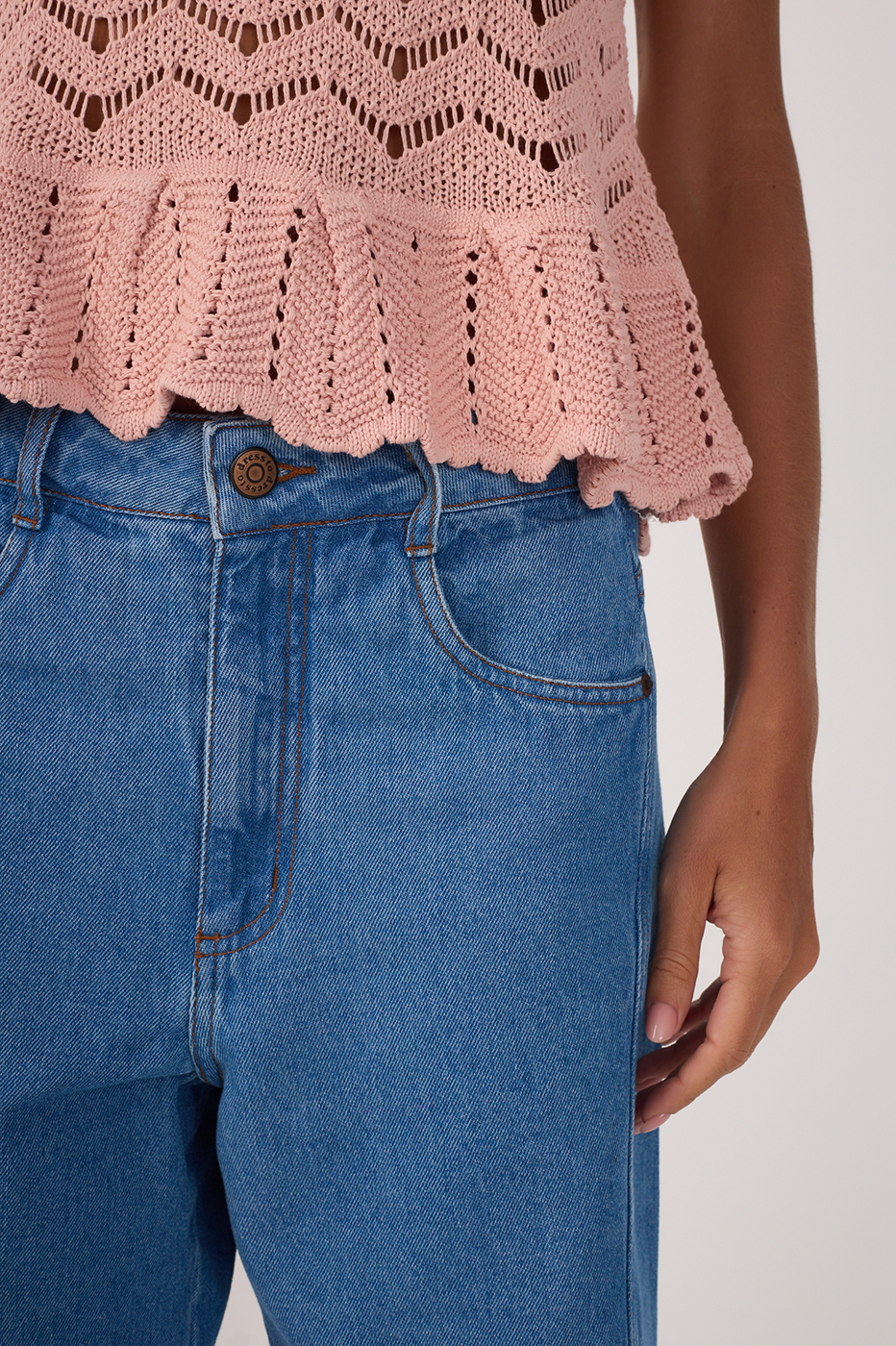 Denim Offset Stitching Bermuda