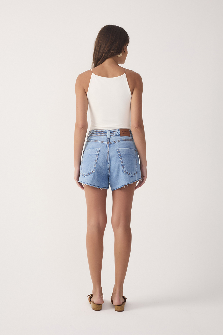 Topstitched Waistband Jeans Shorts