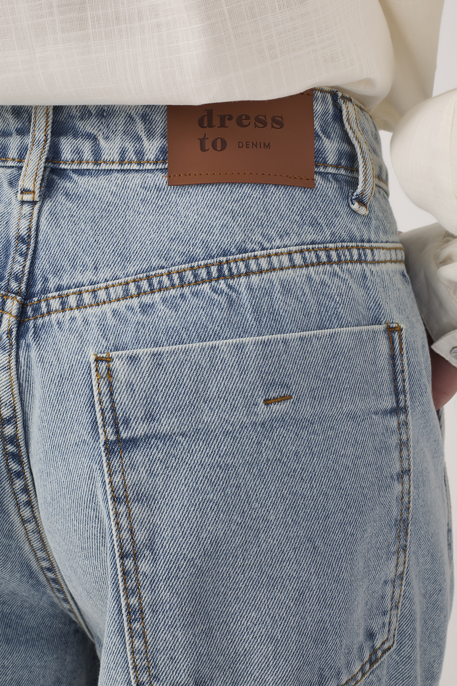 Denim Seam Details Belt Loops Pockets Shorts