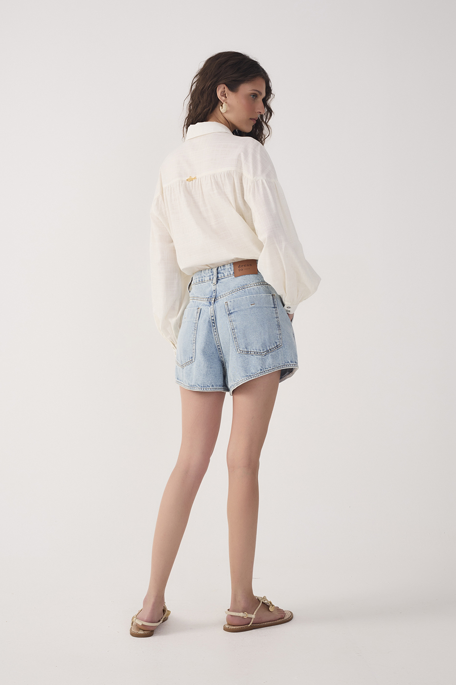 Denim Seam Details Belt Loops Pockets Shorts