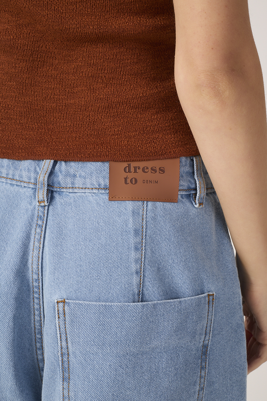 Denim Pleated Bermuda Shorts