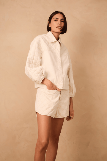 Off-White Front Pockets Quilted Linen Twill Shorts