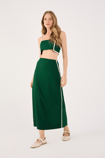 Linen Midi Piping Skirt