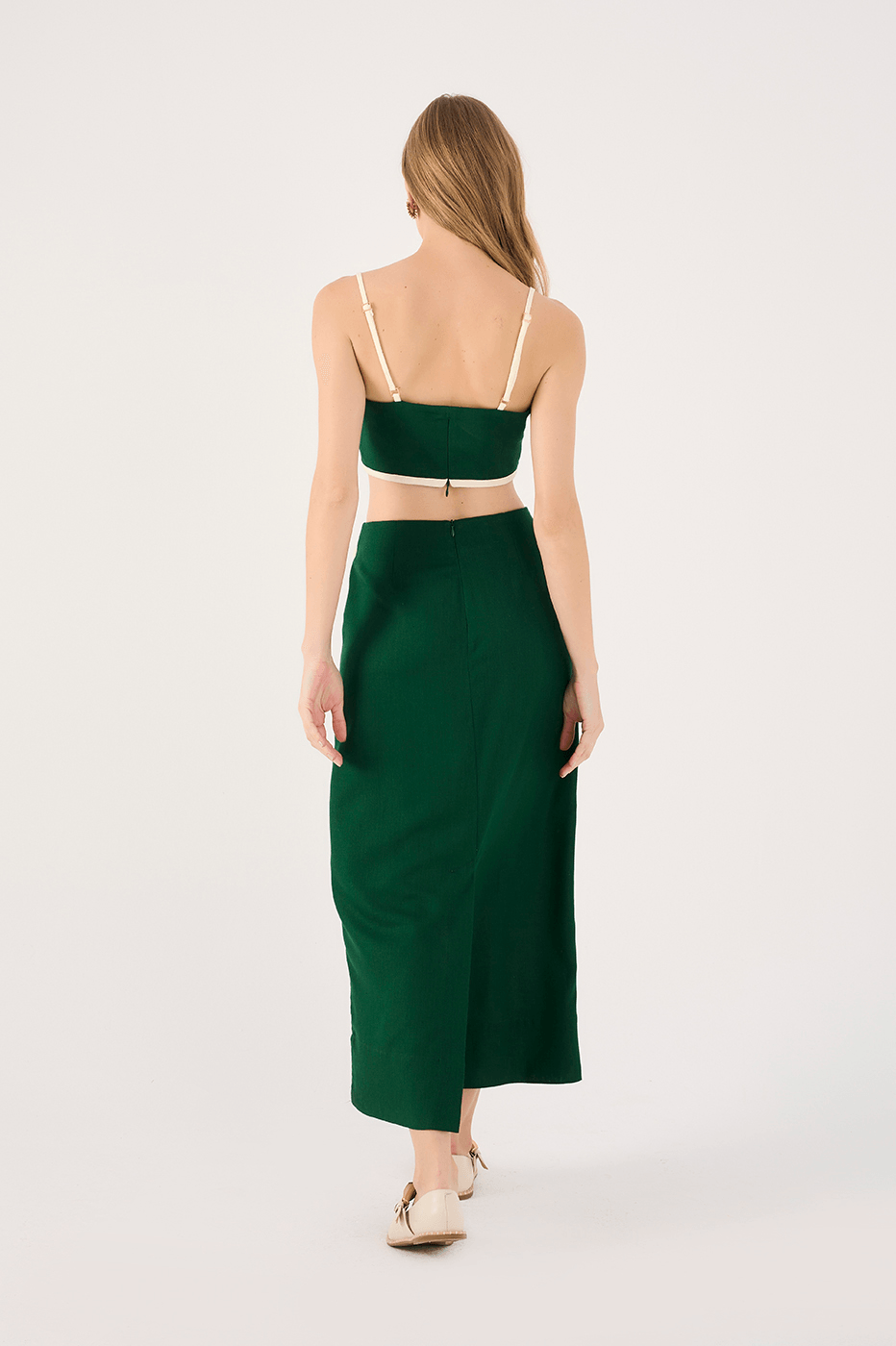 Linen Midi Piping Skirt