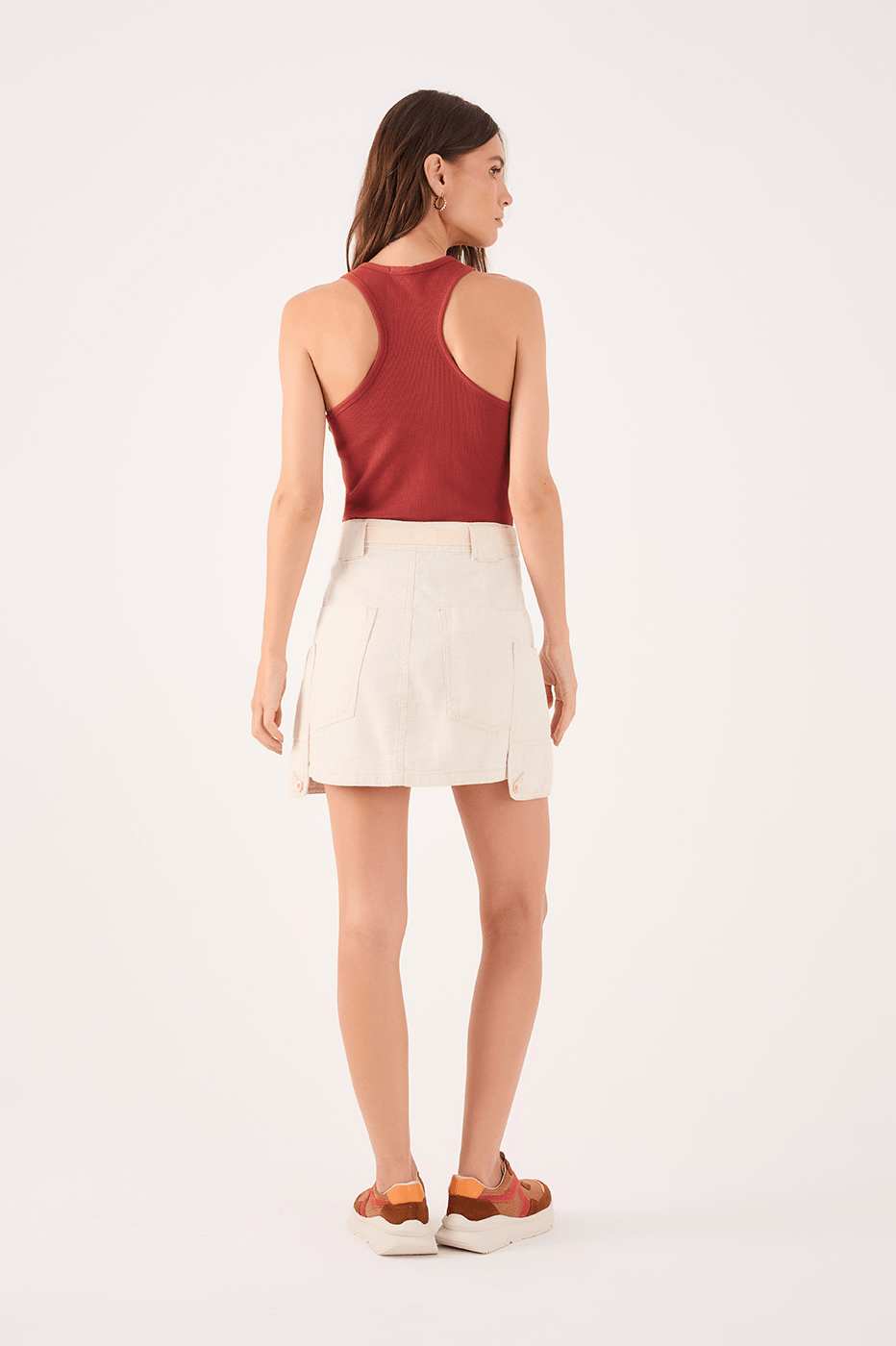 Linen Twill Belted Skirt