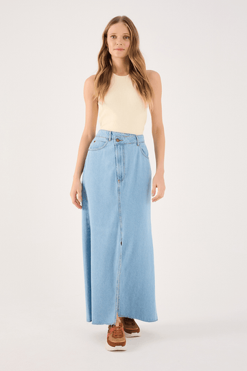 Denim Slit Skirt