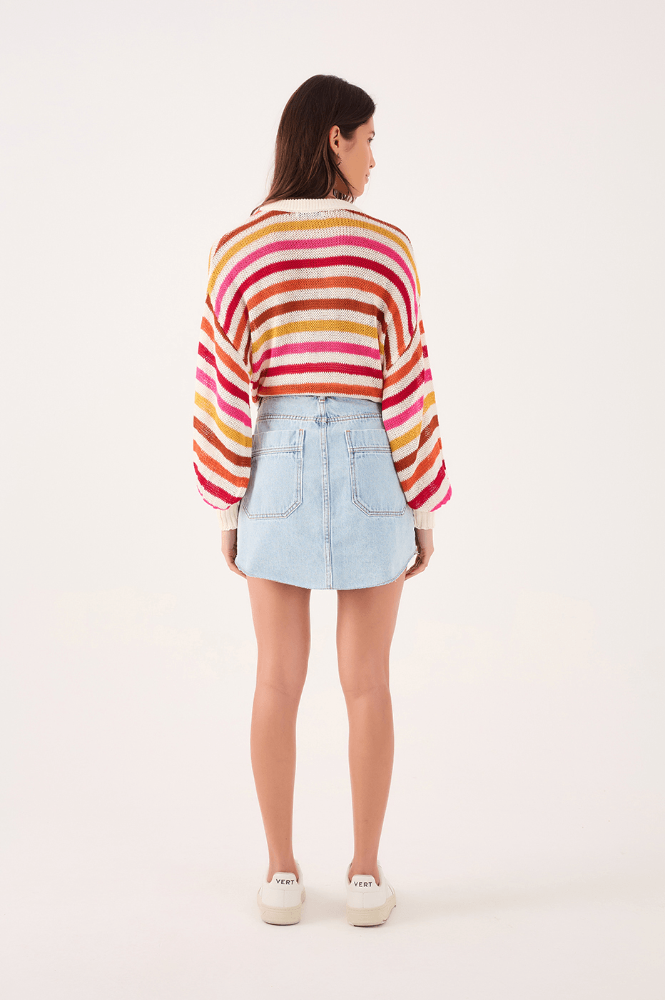 Signature-Detail Denim Skirt