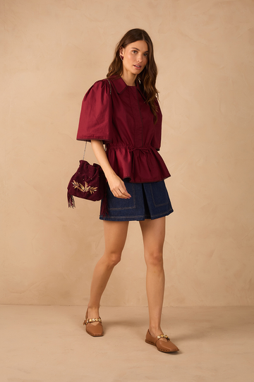 Denim Pleats Buttoned Pockets Mini Skirt