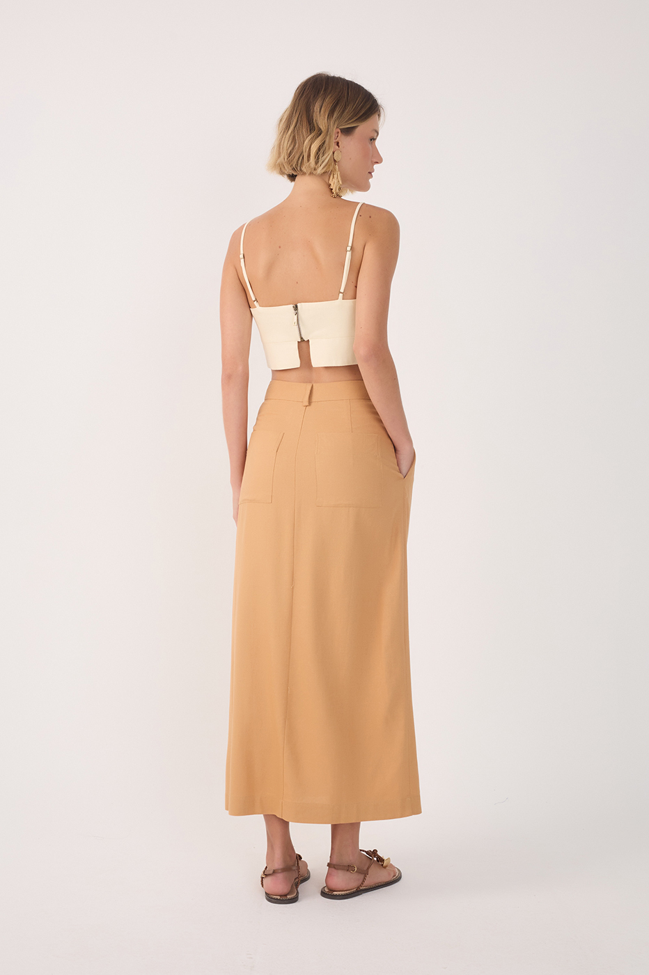 Linen Midi Wrap Skirt