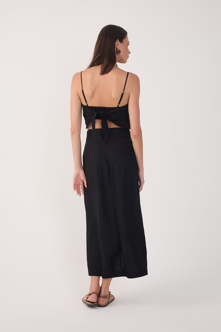 Linen Midi Wrap Skirt