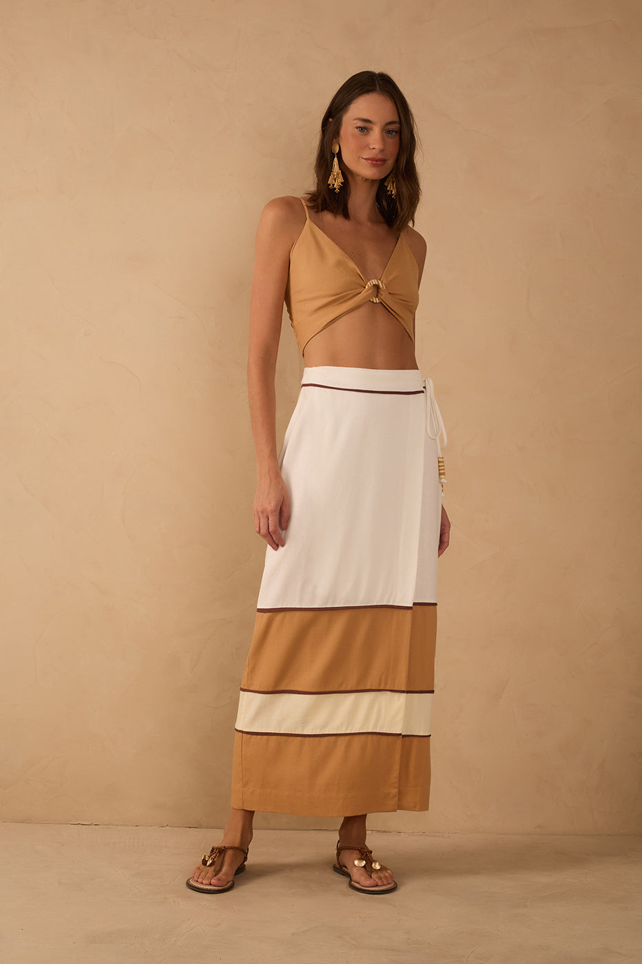Off-White Side Ties Tiered Midi Skirt