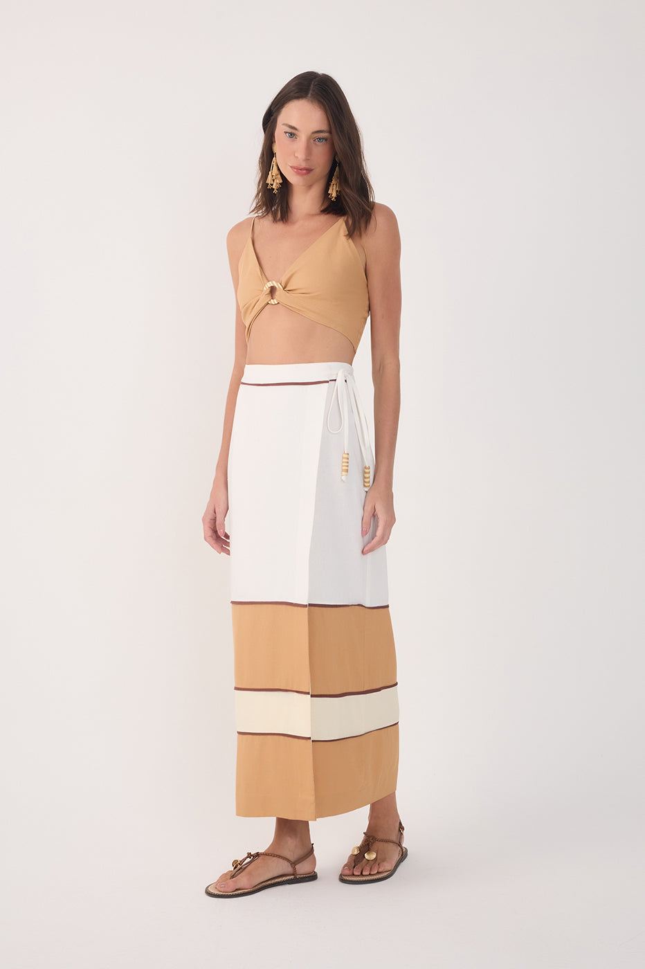 Off-White Side Ties Tiered Midi Skirt