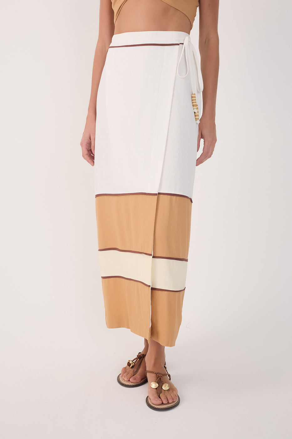 Off-White Side Ties Tiered Midi Skirt