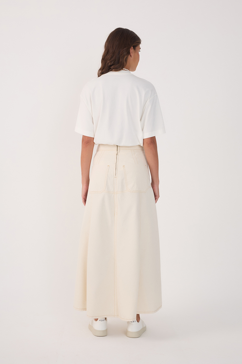 Linen Twill Slit Skirt