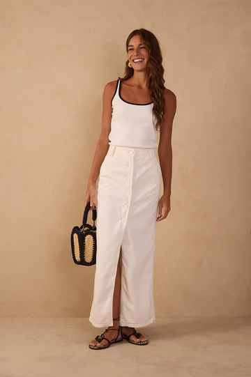 Twill Skirt with Pockets