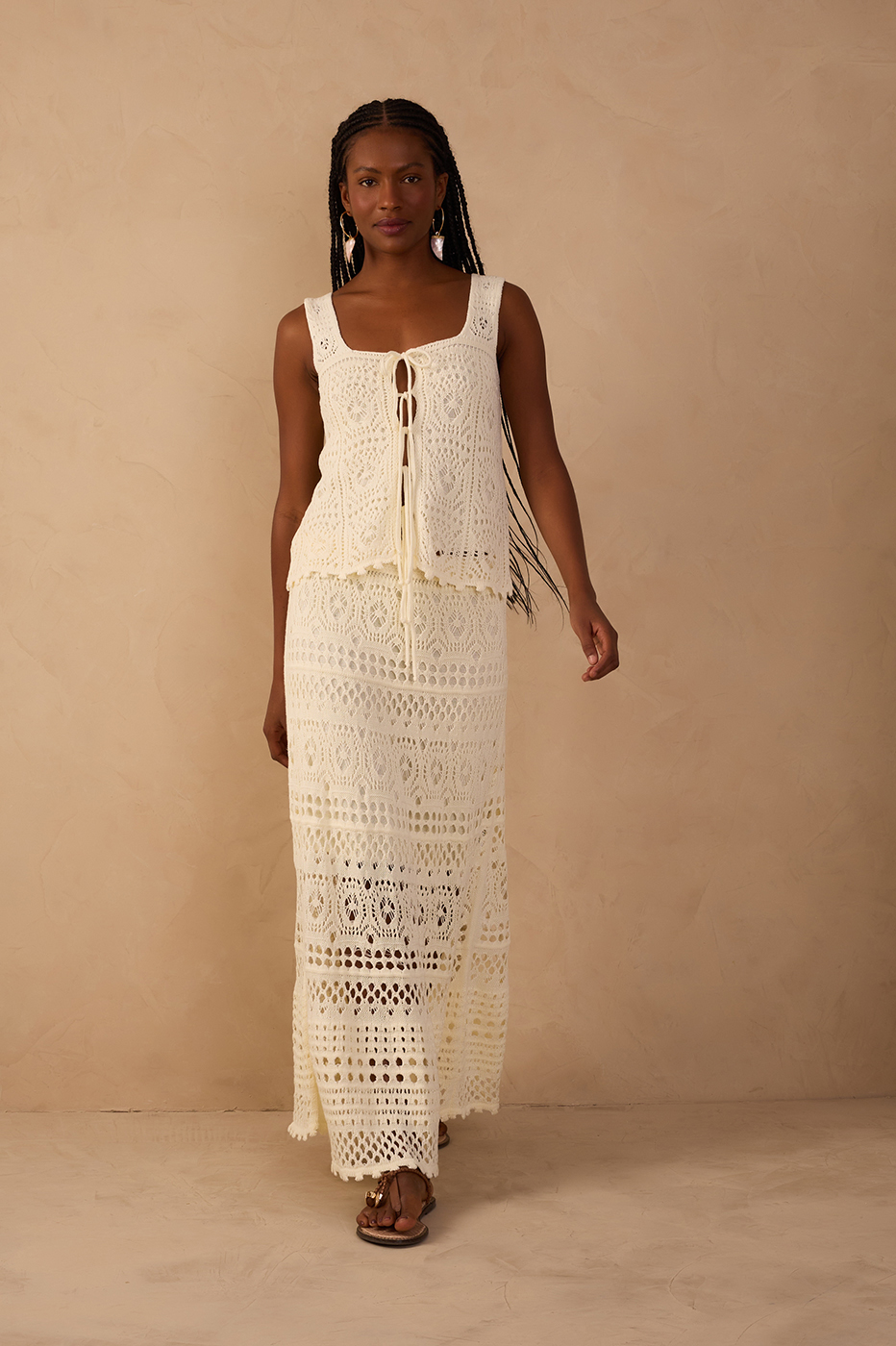 Off-White Lined Tricot Maxi Skirt