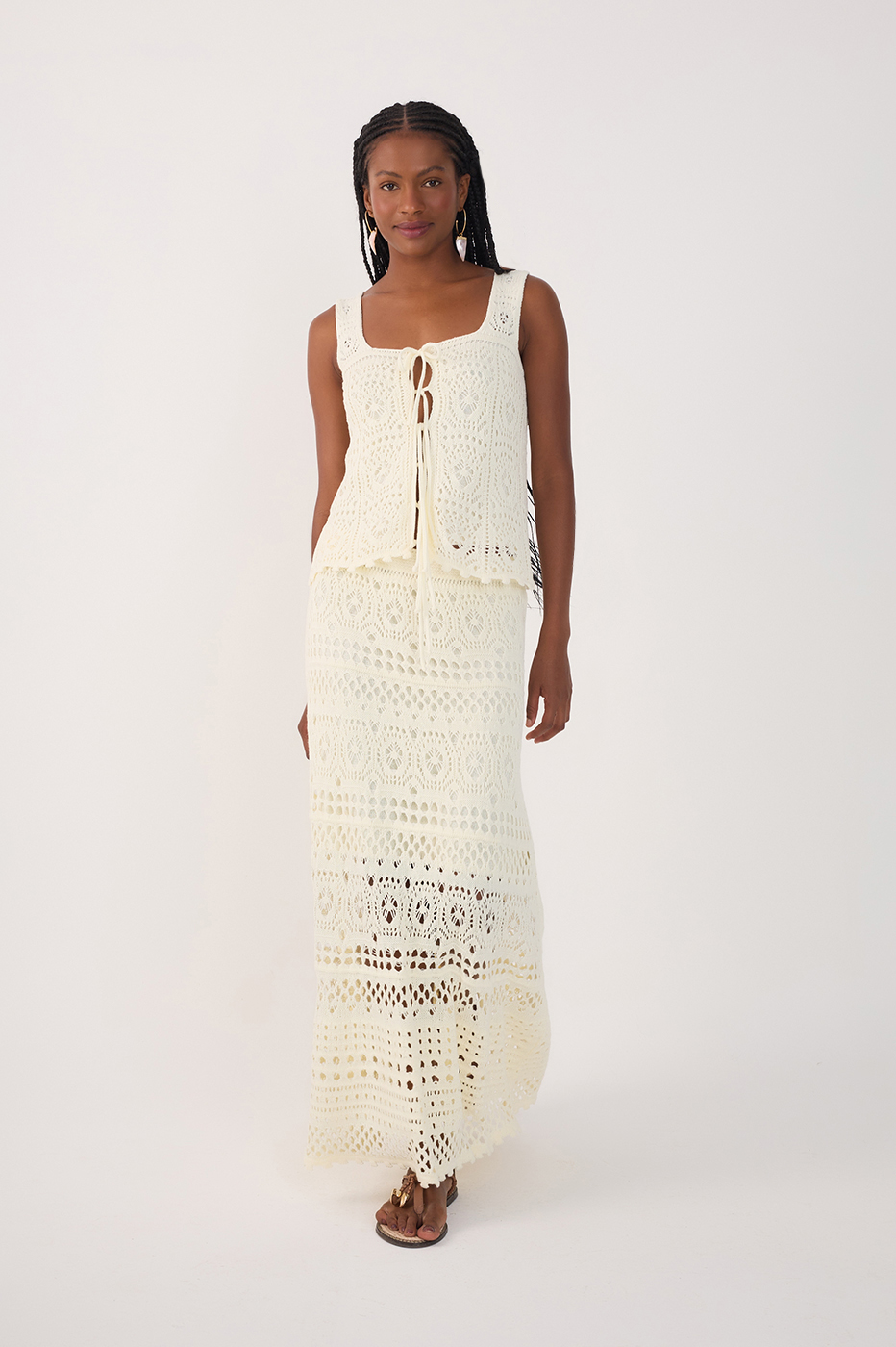 Off-White Lined Tricot Maxi Skirt