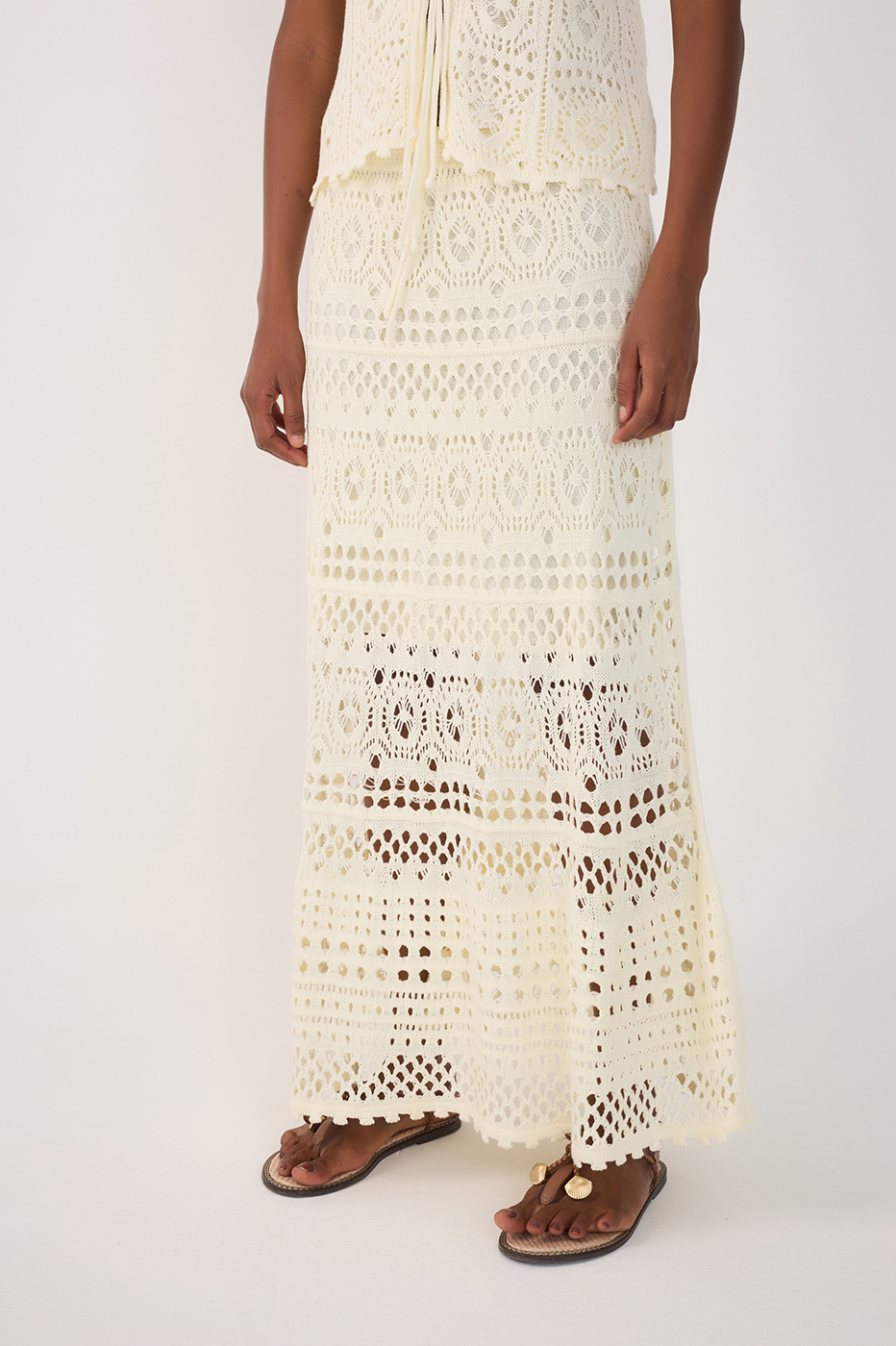 Off-White Lined Tricot Maxi Skirt