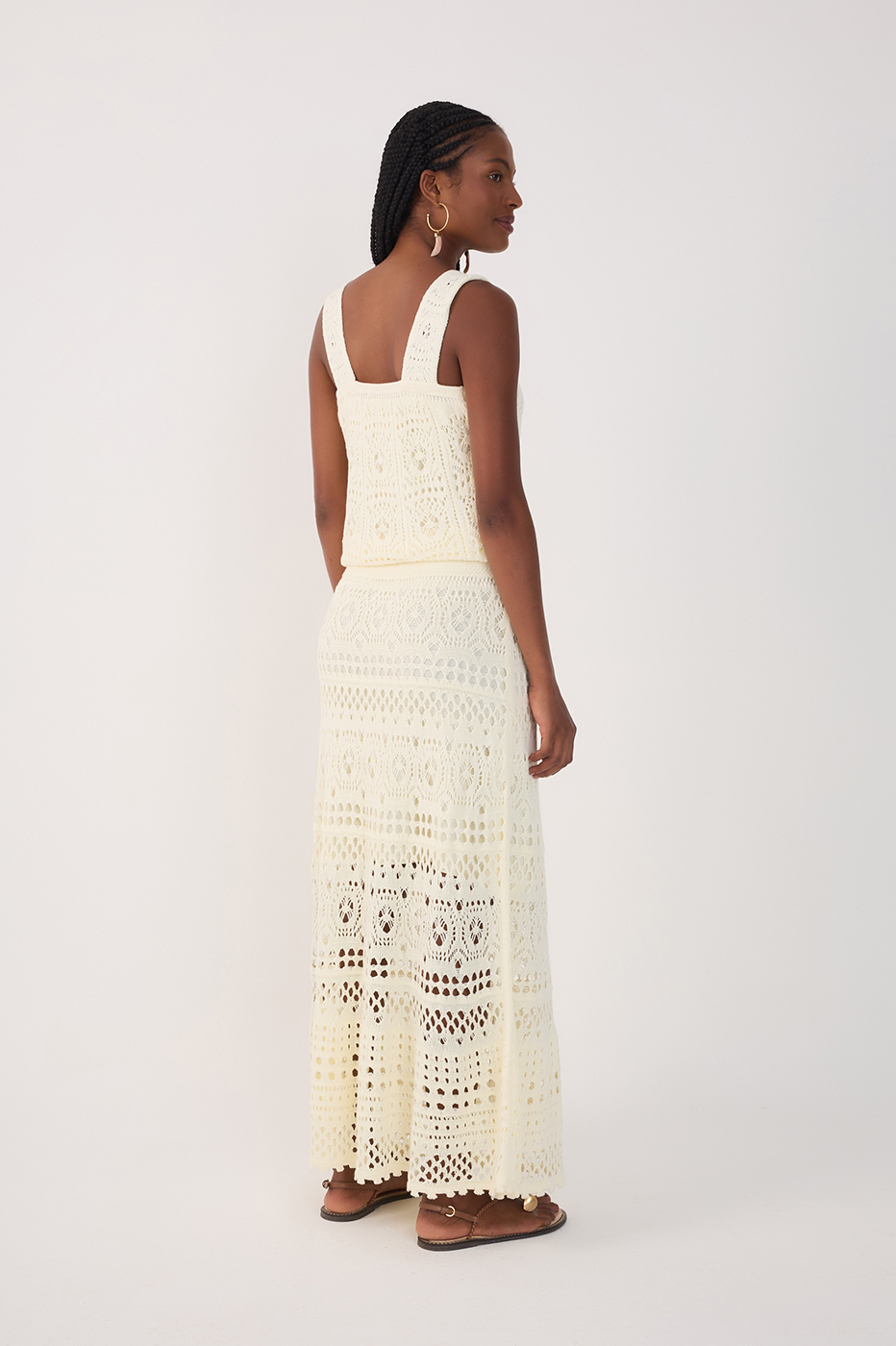 Off-White Lined Tricot Maxi Skirt