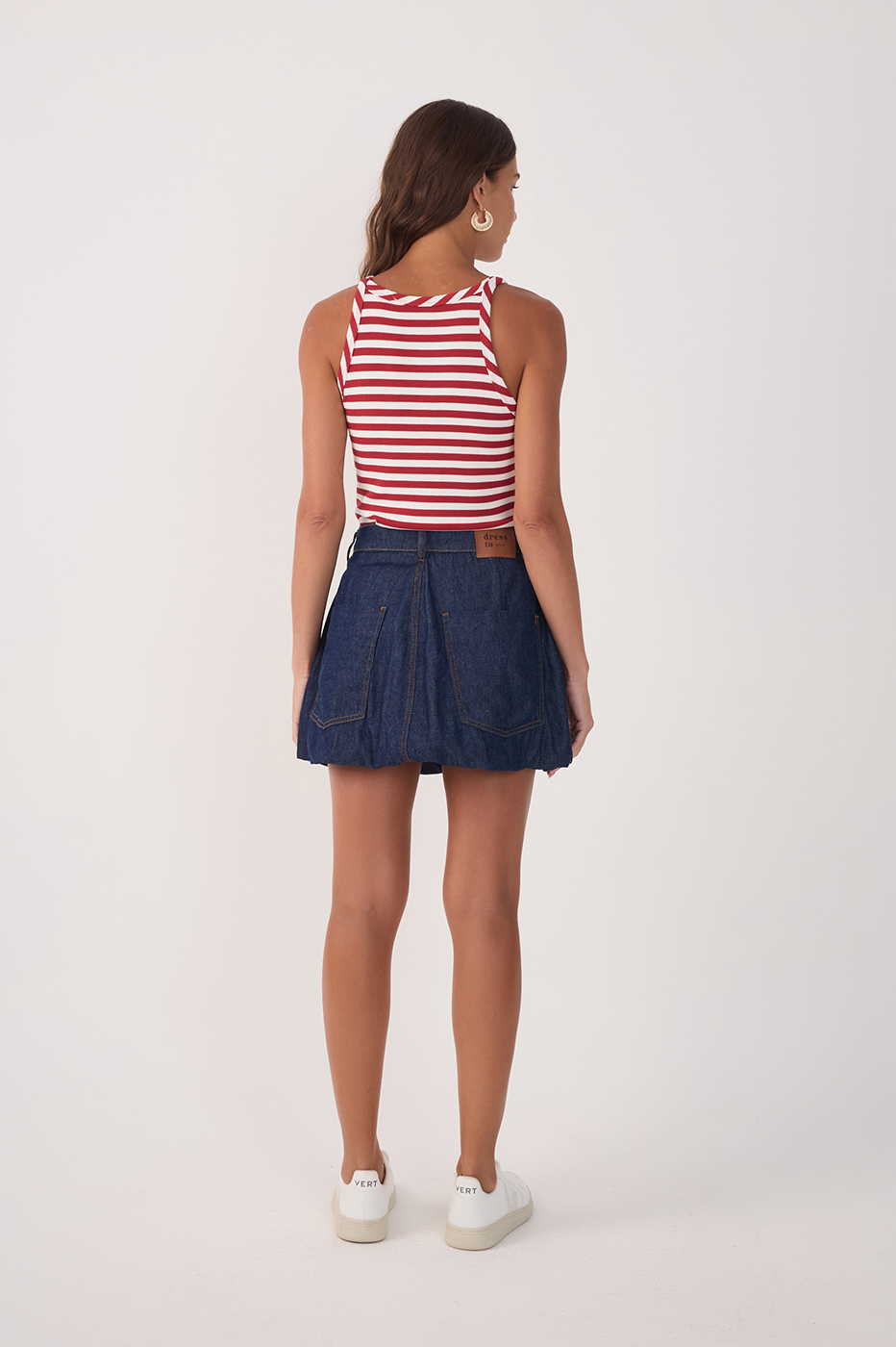 Denim Belt Loops Balloon Mini Skirt