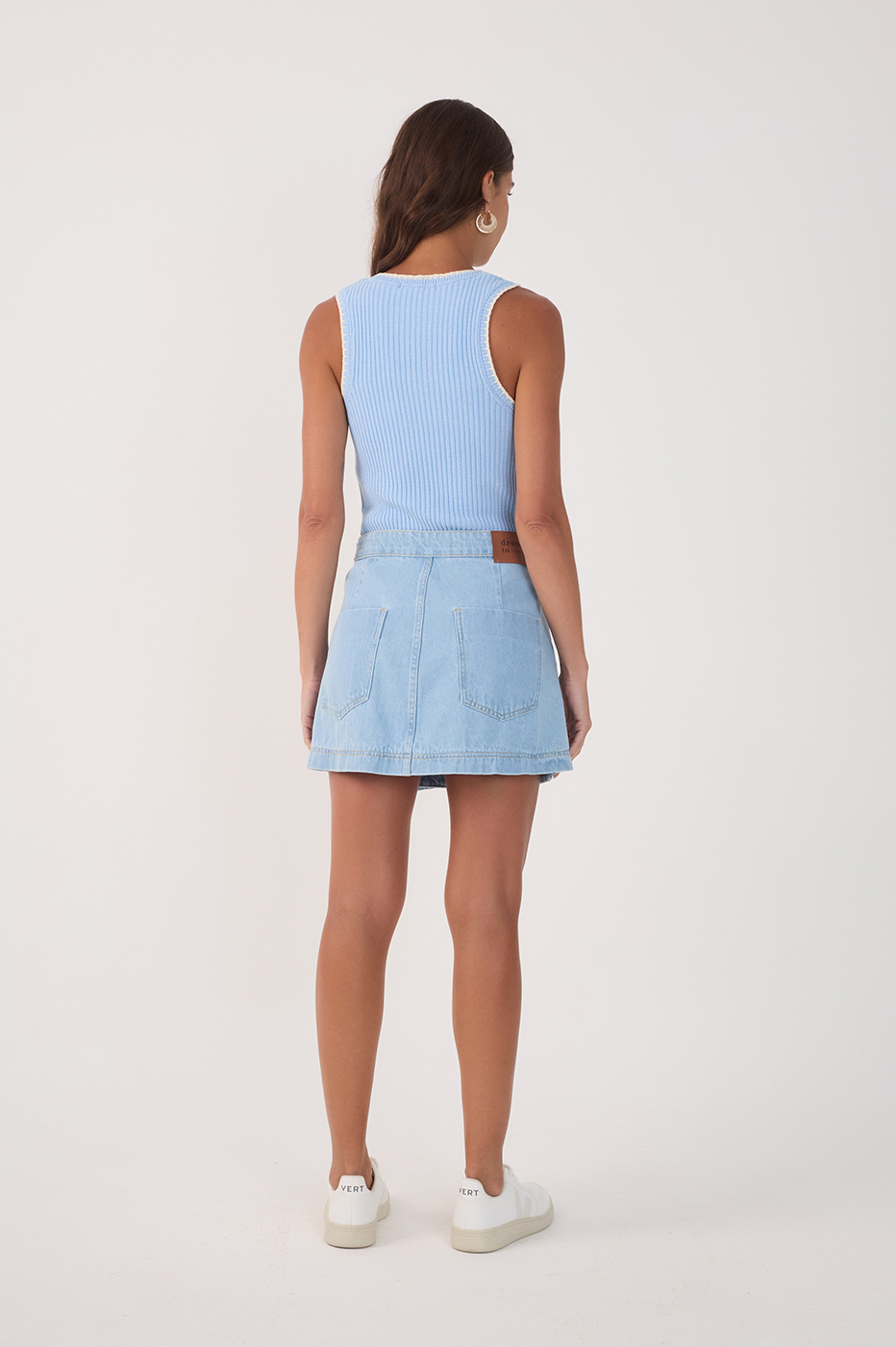 Blue Denim Side Ties Wrap Mini Skirt