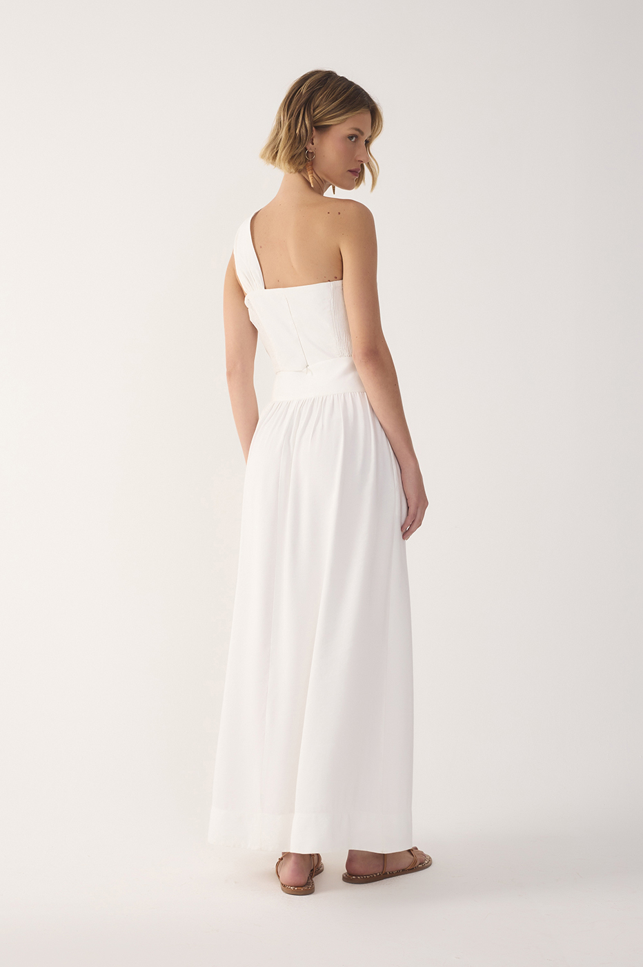Off-White Tie Waist Maxi Skirt