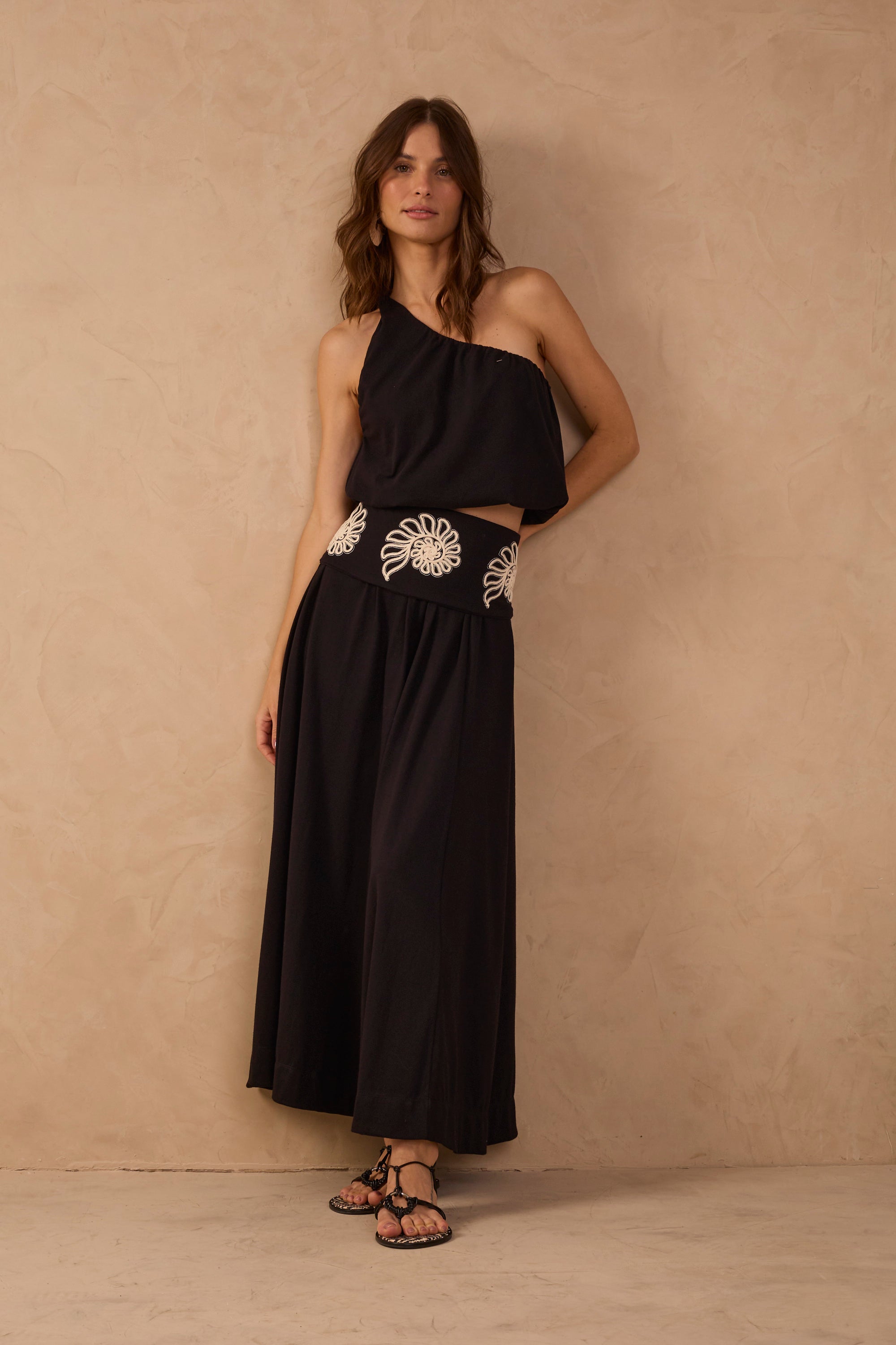 Black Embroidered Maxi Skirt