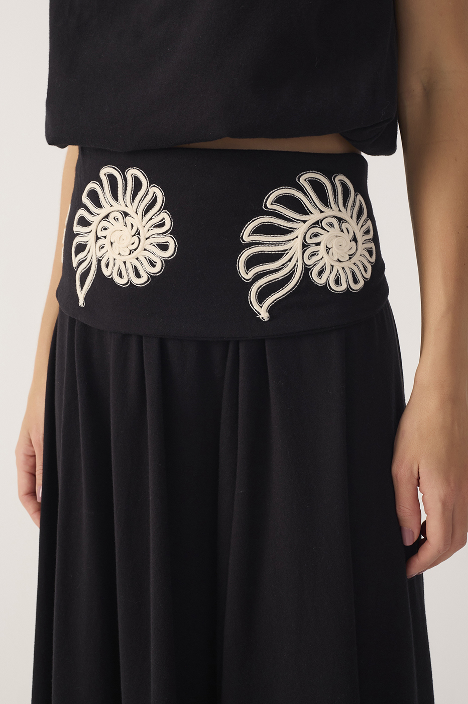 Black Embroidered Maxi Skirt