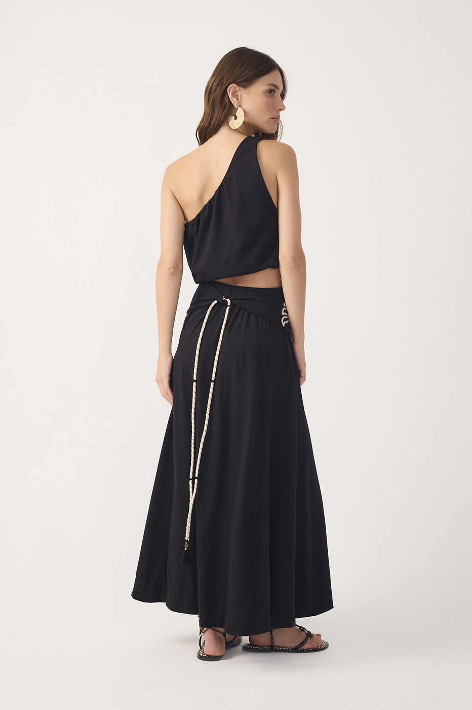 Black Embroidered Maxi Skirt