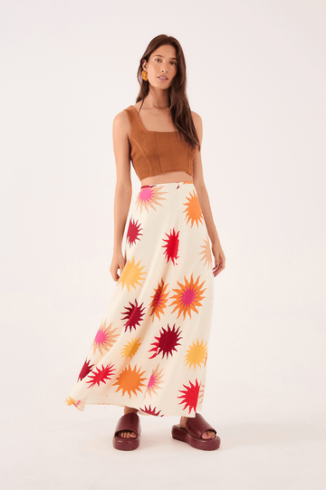 Cali Print Midi Skirt