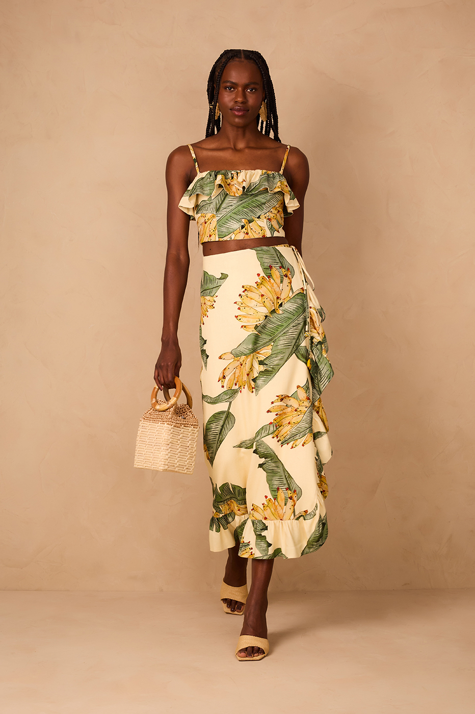 Ruffled Pareo Skirt with Paradise Print