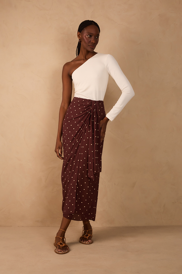 Brown Noite Wrap Maxi Skirt